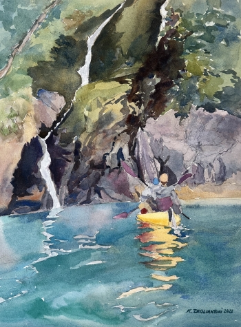 Kayakers in the Milford Sound  2 Kayakers in the Milford Sound